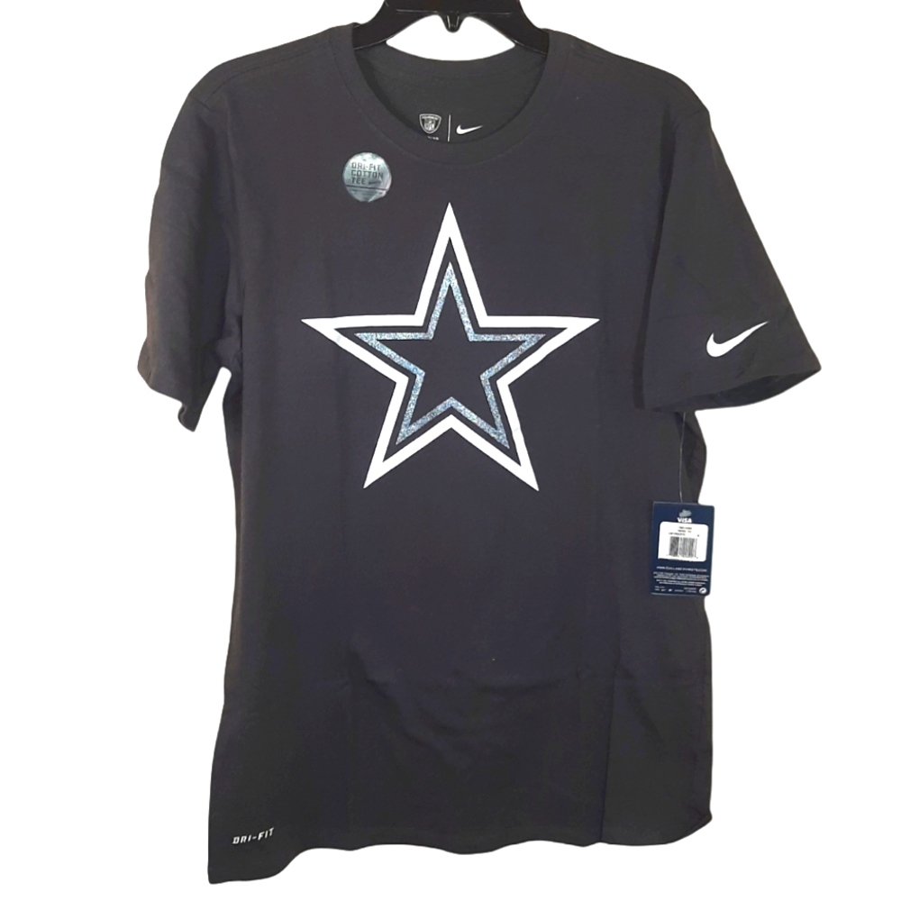 NWT Nike Dallas Cowboys Star Team Issue Travel DriFit Cotton Shirt Dark Grey